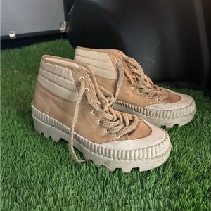 ANTHROPOLOGIE x DOLCE VITA Ociana High-Top Platform Sneaker Boots Tan Beige